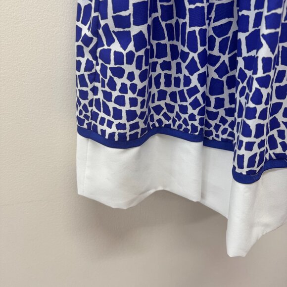 NWT Eliza J Missy Sleeveless Belt Fit+Flare Blue White Midi Dress MSRP $138 Size - Picture 7 of 11